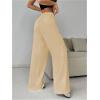 image:imageWomens Drawstring Waist Straight Streetwear Long Wide Leg Pants Casual Loose Baggy Workout Long Fall SweatpantsPlain Apricot
