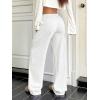 image:imageWomens Drawstring Waist Straight Streetwear Long Wide Leg Pants Casual Loose Baggy Workout Long Fall SweatpantsPlain Grey