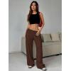 image:imageWomens Drawstring Waist Straight Streetwear Long Wide Leg Pants Casual Loose Baggy Workout Long Fall SweatpantsPure Brown