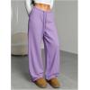 image:imageWomens Drawstring Waist Straight Streetwear Long Wide Leg Pants Casual Loose Baggy Workout Long Fall SweatpantsPure Purple