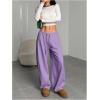 image:imageWomens Drawstring Waist Straight Streetwear Long Wide Leg Pants Casual Loose Baggy Workout Long Fall SweatpantsPure Purple
