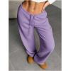 image:imageWomens Drawstring Waist Straight Streetwear Long Wide Leg Pants Casual Loose Baggy Workout Long Fall SweatpantsPure Purple