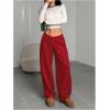 image:imageWomens Drawstring Waist Straight Streetwear Long Wide Leg Pants Casual Loose Baggy Workout Long Fall SweatpantsRed