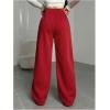 image:imageWomens Drawstring Waist Straight Streetwear Long Wide Leg Pants Casual Loose Baggy Workout Long Fall SweatpantsRed
