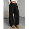 image:imageWomens Drawstring Waist Straight Streetwear Long Wide Leg Pants Casual Loose Baggy Workout Long Fall SweatpantsSoft Black