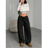 image:imageWomens Drawstring Waist Straight Streetwear Long Wide Leg Pants Casual Loose Baggy Workout Long Fall SweatpantsSoft Black