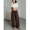 image:imageWomens Drawstring Waist Straight Streetwear Long Wide Leg Pants Casual Loose Baggy Workout Long Fall SweatpantsSoft Brown