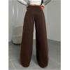 image:imageWomens Drawstring Waist Straight Streetwear Long Wide Leg Pants Casual Loose Baggy Workout Long Fall SweatpantsSoft Brown