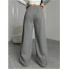 image:imageWomens Drawstring Waist Straight Streetwear Long Wide Leg Pants Casual Loose Baggy Workout Long Fall SweatpantsSoft Grey