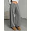 image:imageWomens Drawstring Waist Straight Streetwear Long Wide Leg Pants Casual Loose Baggy Workout Long Fall SweatpantsSoft Grey