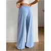 image:imageWomens Drawstring Waist Straight Streetwear Long Wide Leg Pants Casual Loose Baggy Workout Long Fall SweatpantsSolid Blue
