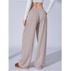 image:imageWomens Drawstring Waist Straight Streetwear Long Wide Leg Pants Casual Loose Baggy Workout Long Fall SweatpantsSolid Brown
