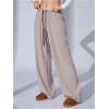 image:imageWomens Drawstring Waist Straight Streetwear Long Wide Leg Pants Casual Loose Baggy Workout Long Fall SweatpantsSolid Brown