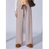 image:imageWomens Drawstring Waist Straight Streetwear Long Wide Leg Pants Casual Loose Baggy Workout Long Fall SweatpantsSolid Brown