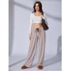 image:imageWomens Drawstring Waist Straight Streetwear Long Wide Leg Pants Casual Loose Baggy Workout Long Fall SweatpantsSolid Brown