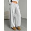 image:imageWomens Drawstring Waist Straight Streetwear Long Wide Leg Pants Casual Loose Baggy Workout Long Fall SweatpantsSweatpant Pure Light Grey