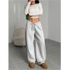 image:imageWomens Drawstring Waist Straight Streetwear Long Wide Leg Pants Casual Loose Baggy Workout Long Fall SweatpantsSweatpant Pure Light Grey