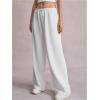 image:imageWomens Drawstring Waist Straight Streetwear Long Wide Leg Pants Casual Loose Baggy Workout Long Fall SweatpantsSweatpant White and Pink