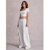 image:imageWomens Drawstring Waist Straight Streetwear Long Wide Leg Pants Casual Loose Baggy Workout Long Fall SweatpantsSweatpant White and Pink