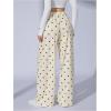 image:imageWomens Leopard Print Wide Leg Pants Patched Elastic Waist Casual Loose TrousersBeige