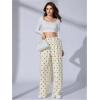 image:imageWomens Leopard Print Wide Leg Pants Patched Elastic Waist Casual Loose TrousersBeige