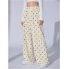 image:imageWomens Leopard Print Wide Leg Pants Patched Elastic Waist Casual Loose TrousersBeige