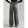 image:imageWomens Leopard Print Wide Leg Pants Patched Elastic Waist Casual Loose TrousersBlack