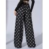 image:imageWomens Leopard Print Wide Leg Pants Patched Elastic Waist Casual Loose TrousersDots Black