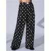 image:imageWomens Leopard Print Wide Leg Pants Patched Elastic Waist Casual Loose TrousersDots Black
