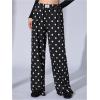 image:imageWomens Leopard Print Wide Leg Pants Patched Elastic Waist Casual Loose TrousersDots Black