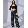 image:imageWomens Leopard Print Wide Leg Pants Patched Elastic Waist Casual Loose TrousersDots Black