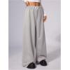 image:imageWomens Leopard Print Wide Leg Pants Patched Elastic Waist Casual Loose TrousersLight Grey