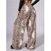 image:imageWomens Leopard Print Wide Leg Pants Patched Elastic Waist Casual Loose TrousersLight Pink