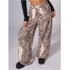 image:imageWomens Leopard Print Wide Leg Pants Patched Elastic Waist Casual Loose TrousersLight Pink