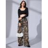 image:imageWomens Leopard Print Wide Leg Pants Patched Elastic Waist Casual Loose TrousersMulticolor