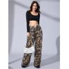 image:imageWomens Leopard Print Wide Leg Pants Patched Elastic Waist Casual Loose TrousersMulticolor