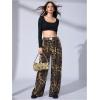 image:imageWomens Leopard Print Wide Leg Pants Patched Elastic Waist Casual Loose TrousersMulticolor Cheetah