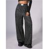 image:imageWomens Leopard Print Wide Leg Pants Patched Elastic Waist Casual Loose TrousersMulticolor Dark