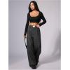 image:imageWomens Leopard Print Wide Leg Pants Patched Elastic Waist Casual Loose TrousersMulticolor Dark