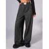 image:imageWomens Leopard Print Wide Leg Pants Patched Elastic Waist Casual Loose TrousersMulticolor Dark