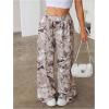 image:imageWomens Leopard Print Wide Leg Pants Patched Elastic Waist Casual Loose TrousersMulticolor Grey