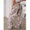 image:imageWomens Leopard Print Wide Leg Pants Patched Elastic Waist Casual Loose TrousersMulticolor Grey