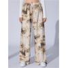image:imageWomens Leopard Print Wide Leg Pants Patched Elastic Waist Casual Loose TrousersMulticolor Leo