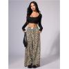 image:imageWomens Leopard Print Wide Leg Pants Patched Elastic Waist Casual Loose TrousersMulticolor Leopard