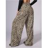 image:imageWomens Leopard Print Wide Leg Pants Patched Elastic Waist Casual Loose TrousersMulticolor Leopard
