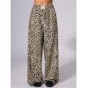 image:imageWomens Leopard Print Wide Leg Pants Patched Elastic Waist Casual Loose TrousersMulticolor Leopard