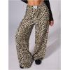 image:imageWomens Leopard Print Wide Leg Pants Patched Elastic Waist Casual Loose TrousersMulticolor Leopard