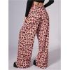 image:imageWomens Leopard Print Wide Leg Pants Patched Elastic Waist Casual Loose TrousersMulticolor Pink