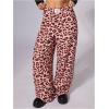 image:imageWomens Leopard Print Wide Leg Pants Patched Elastic Waist Casual Loose TrousersMulticolor Pink