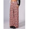 image:imageWomens Leopard Print Wide Leg Pants Patched Elastic Waist Casual Loose TrousersMulticolor Pink